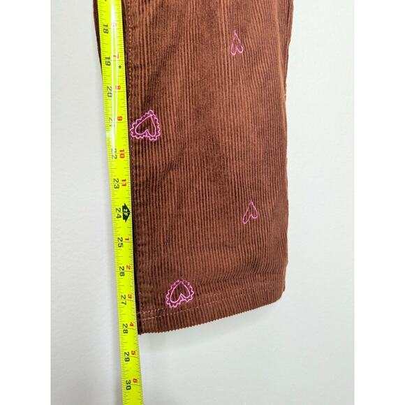 PacSun Brown Corduroy Heart Embroidered Pink High Rise Cargo Straight Pocket XS - Picture 7 of 9